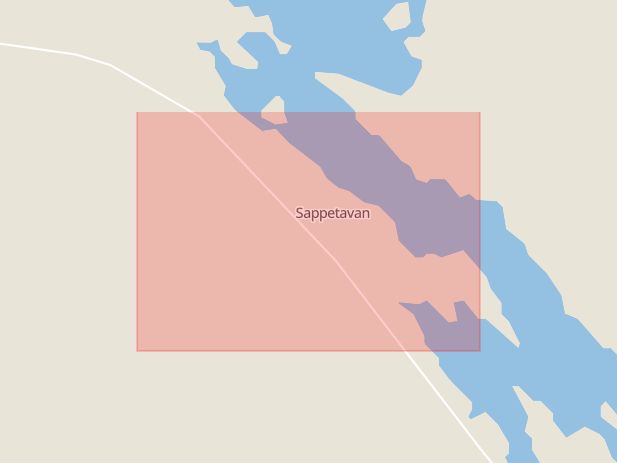 Karta som med röd fyrkant ramar in Sappetavan, Sorsele, Västerbottens län