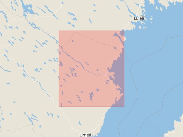 Karta som med röd fyrkant ramar in Skellefteå Kommun, Västerbottens län