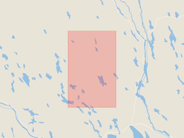 Karta som med röd fyrkant ramar in Råneå, Gällivare, Norrbotten, Norrbottens län