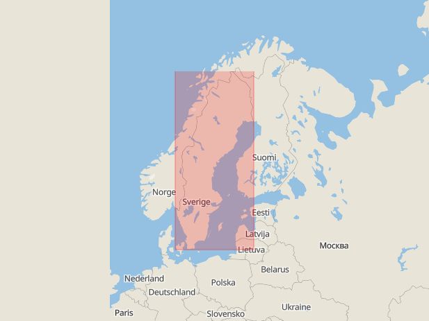 Karta som med röd fyrkant ramar in Fokus, Kalix, Norrbotten