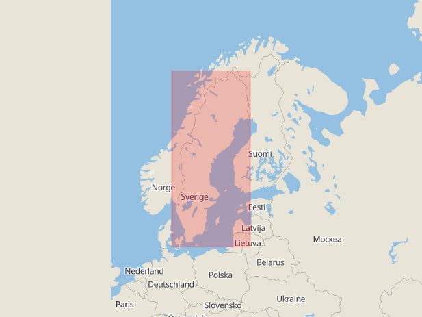 Karta som med röd fyrkant ramar in Bredsand, Härnösand, Mäklarhuset, Västernorrland