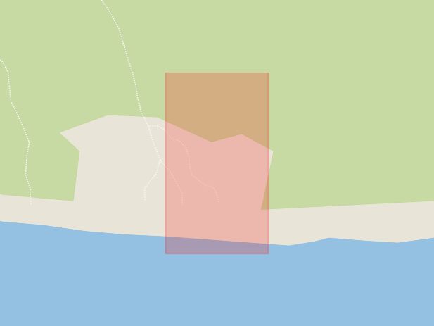 Karta som med röd fyrkant ramar in Skåne, Backåkra, Ystad, Skåne län