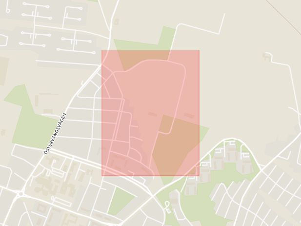 Karta som med röd fyrkant ramar in Kornvägen, Trelleborg, Skåne län