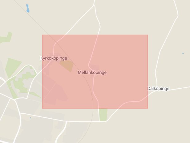 Karta som med röd fyrkant ramar in Mellanköpinge, Trelleborg, Skåne län