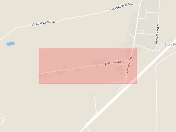 Karta som med röd fyrkant ramar in Herrestad, Femtonvägen, Ystad, Skåne län