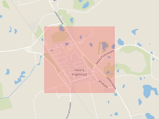 Karta som visar ungefär var händelsen Brand: Brand i skola, Västra Ingelstad. inträffat