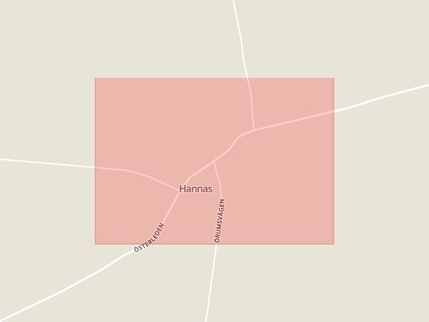 Karta som med röd fyrkant ramar in Hannas, Simrishamn, Skåne län
