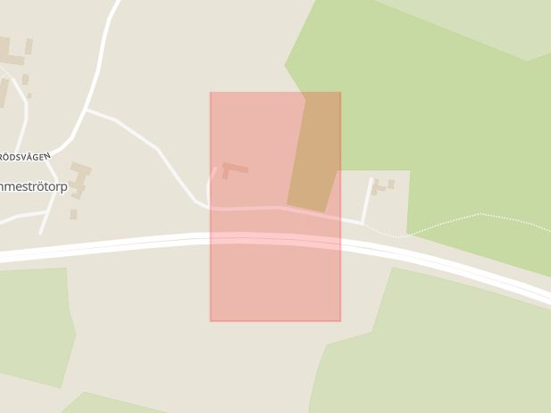 Karta som med röd fyrkant ramar in Lemmeströtorp, Skurup, Skåne län