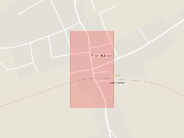 Karta som med röd fyrkant ramar in Smedstorp, Tomelilla, Skåne län