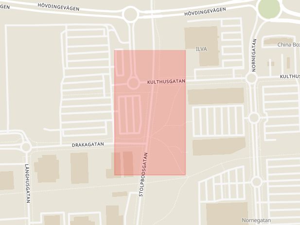 Karta som med röd fyrkant ramar in Stolpbodsgatan, Hyllie, Malmö, Skåne län