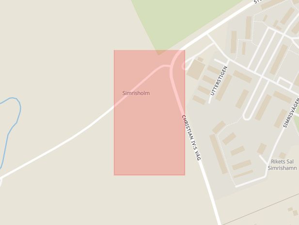 Karta som med röd fyrkant ramar in Järrestadsvägen, Simrishamn, Skåne län
