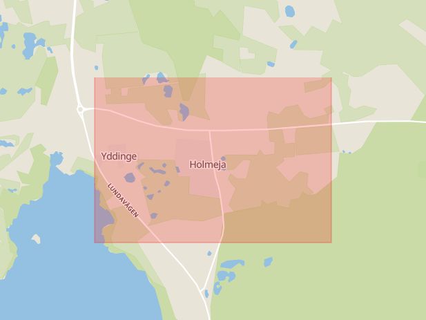 Karta som med röd fyrkant ramar in Holmeja, Svedala, Skåne län