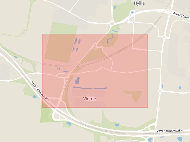Karta som med röd fyrkant ramar in Bunkeflo, Malmö, Skåne län