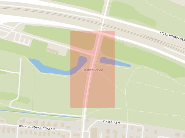 Karta som med röd fyrkant ramar in Trafikplats Vintrie, Betalstationen, Malmö, Skåne län