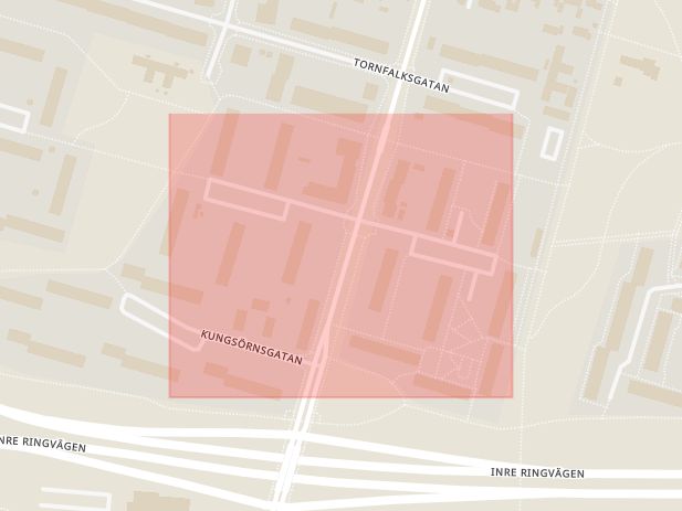 Karta som med röd fyrkant ramar in Ormvråksgatan, Malmö, Skåne län