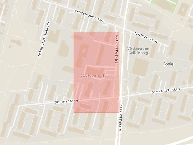 Karta som med röd fyrkant ramar in Nydala, Hermodsdal, Malmö, Skåne län