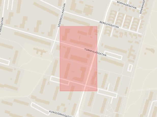 Karta som med röd fyrkant ramar in Kulladal, Söderkulla, Netto, Malmö, Skåne län