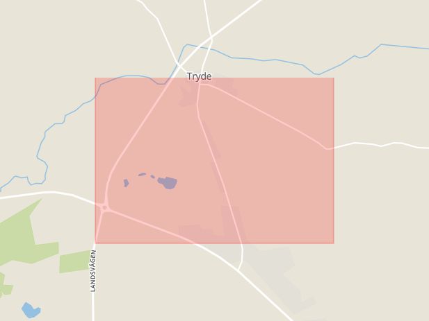 Karta som med röd fyrkant ramar in Tryde, Tomelilla, Skåne län