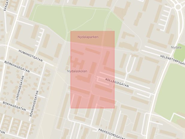 Karta som med röd fyrkant ramar in Sallerups Byväg, Kollegiegatan, Malmö, Skåne län