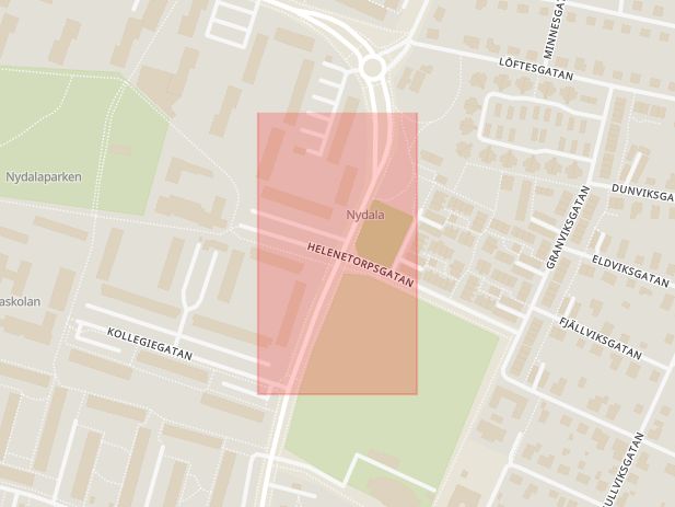 Karta som med röd fyrkant ramar in Eriksfältsgatan, Helenetorpsgatan, Malmö, Skåne län