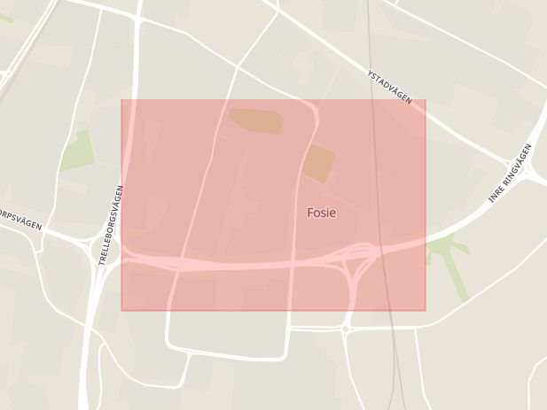 Karta som med röd fyrkant ramar in Hermodsdal, Malmö, Skåne län