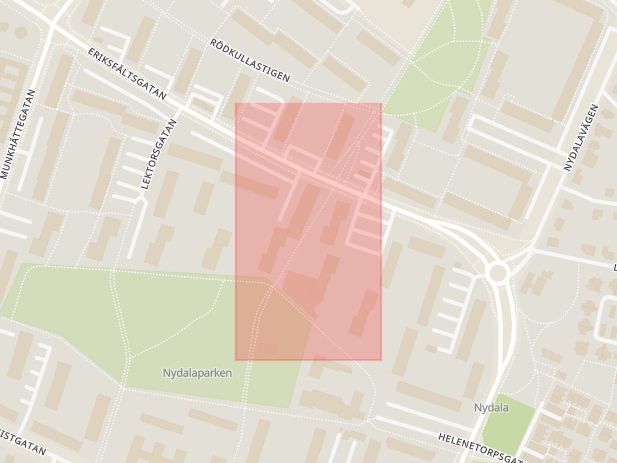 Karta som med röd fyrkant ramar in Fosie, Nydalatorget, Malmö, Skåne län