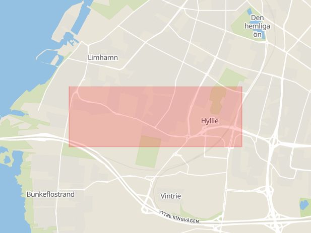 Karta som med röd fyrkant ramar in Annetorpsvägen, Lorensborgsgatan, Malmö, Skåne län