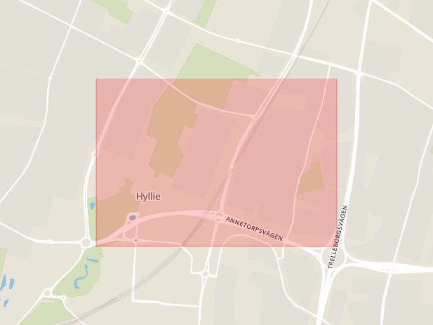 Karta som med röd fyrkant ramar in Holma, Malmö, Lund, Skåne län