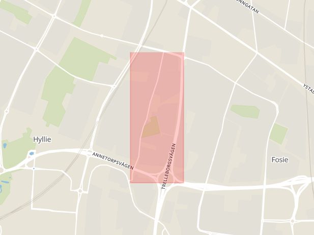 Karta som med röd fyrkant ramar in Kulladal, Malmö, Skåne län