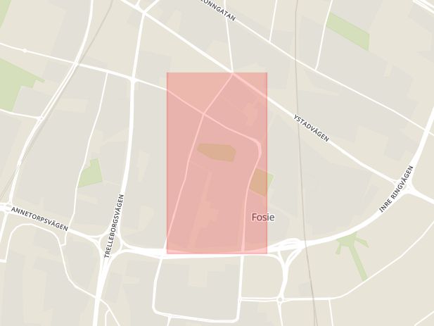 Karta som med röd fyrkant ramar in Eriksfältsgatan, Höja, Malmö, Skåne län