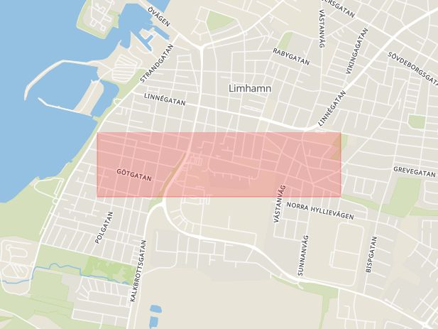 Karta som med röd fyrkant ramar in Hyllie Kyrkoväg, Malmö, Skåne län
