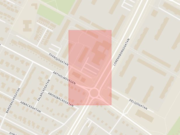 Karta som med röd fyrkant ramar in Bellevuegården, Malmö, Skåne län