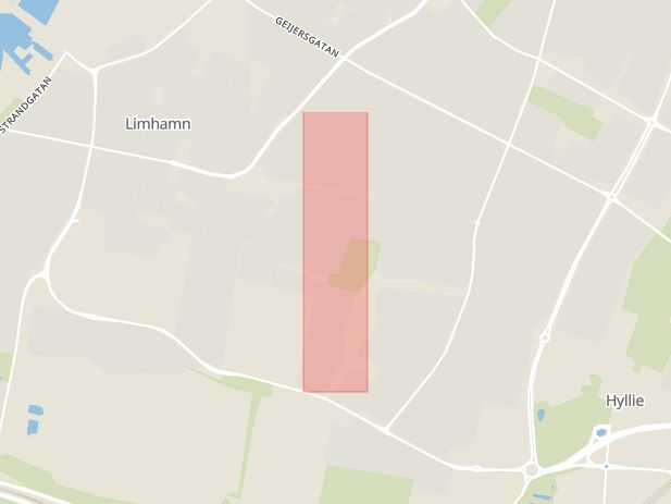 Karta som med röd fyrkant ramar in Limhamn, Bispgatan, Malmö, Skåne län