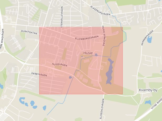Karta som med röd fyrkant ramar in Stenkällan, Malmö, Skåne län