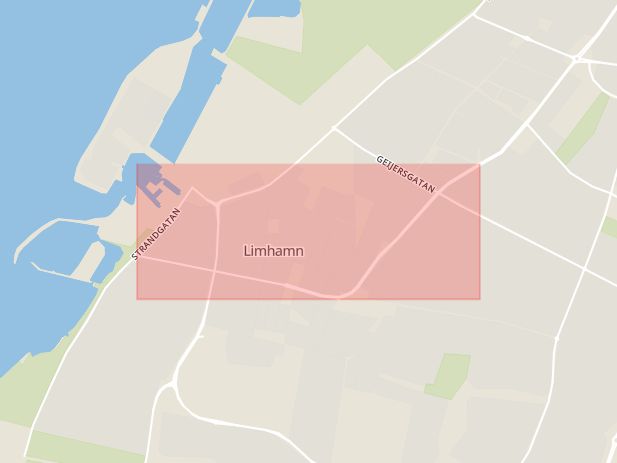Karta som med röd fyrkant ramar in Linnégatan, Limhamn, Malmö, Skåne län
