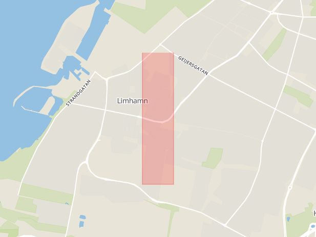 Karta som med röd fyrkant ramar in Limhamn, Västanväg, Malmö, Skåne län