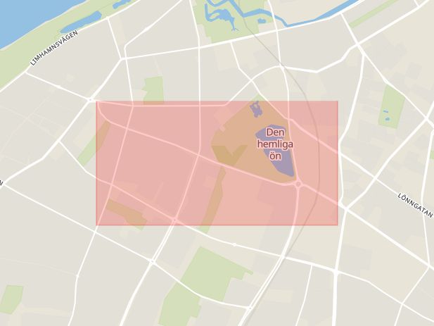 Karta som med röd fyrkant ramar in John Ericssons Väg, Pildammarna, Malmö, Skåne län