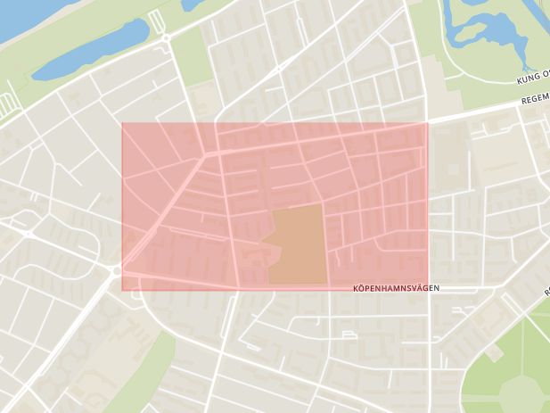 Karta som med röd fyrkant ramar in Rönneholm, Malmö, Skåne län