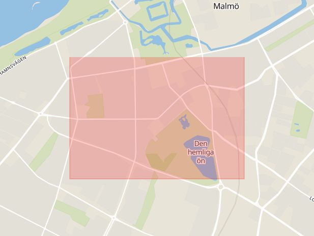 Karta som med röd fyrkant ramar in Kronborg, Malmö, Skåne län