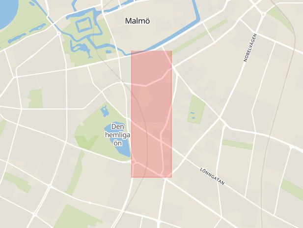 Karta som visar ungefär var händelsen Trafikolycka: Påkörd person, centrala Malmö. inträffat