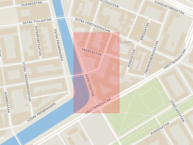 Karta som med röd fyrkant ramar in Sallerupsvägen, Rättscentrum, Porslinsgatan, Malmö, Skåne län