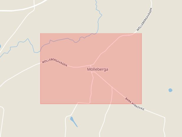 Karta som med röd fyrkant ramar in Mölleberga, Staffanstorp, Skåne län