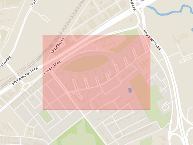 Karta som med röd fyrkant ramar in Segevång, Kronetorpsgatan, Malmö, Skåne län