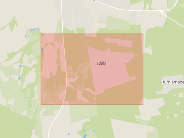 Karta som med röd fyrkant ramar in Veberöd, Idala, Lund, Skåne län