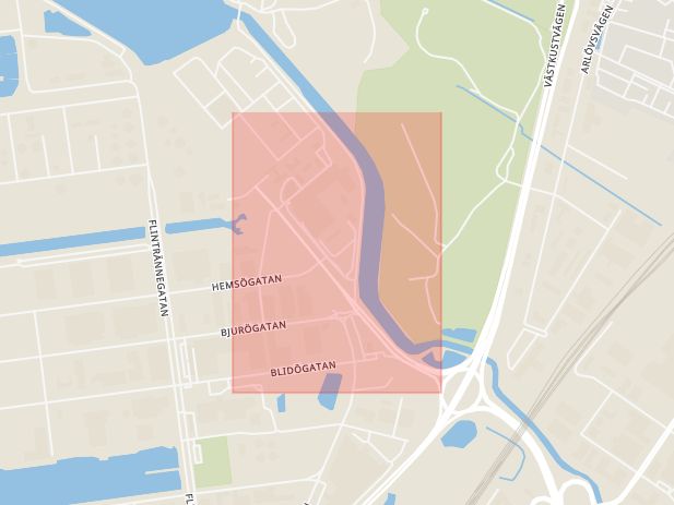 Karta som med röd fyrkant ramar in Rondellen, Spillepengsgatan, Malmö, Skåne län