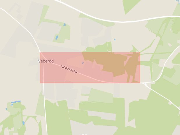 Karta som med röd fyrkant ramar in Veberöd, Sjöbovägen, Lund, Skåne län