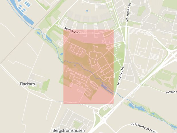 Karta som med röd fyrkant ramar in Sankt Lars, Sankt Lars Väg, Lund, Skåne län