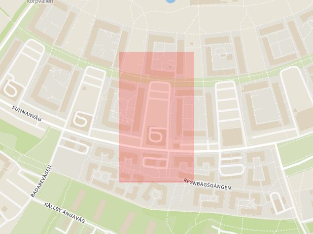 Karta som med röd fyrkant ramar in Klostergården, Tordönsvägen, Lund, Skåne län