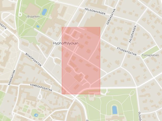 Karta som med röd fyrkant ramar in Lund, Landskrona, Skåne län