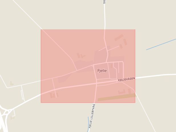 Karta som med röd fyrkant ramar in Fjelie, Lomma, Skåne län